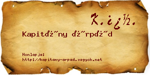 Kapitány Árpád névjegykártya
