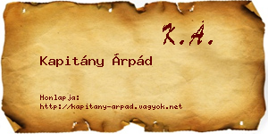 Kapitány Árpád névjegykártya