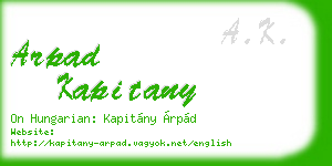 arpad kapitany business card