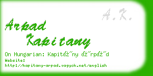 arpad kapitany business card